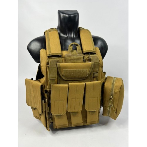 Тактический разгрузочный жилет «5 / пять карманов» с подсумками Tactical Molle Plate Carrier для съемных бронепластин в Краснодаре